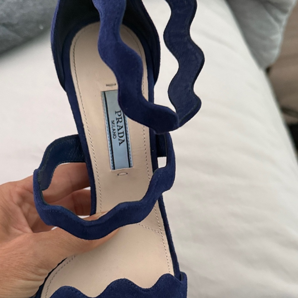 Prada Navy Suede Strappy Heels